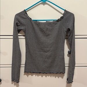 Hollister Black and White Fitted Ribbed Blouse